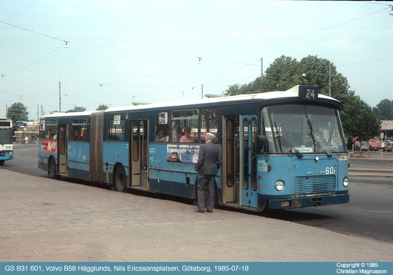 gs601_19850718.jpg - Här syns en Volvo B58 med Hägglundskaross från tiden innan finska Wiima tog över. En mycket vacker skapelse i min mening.